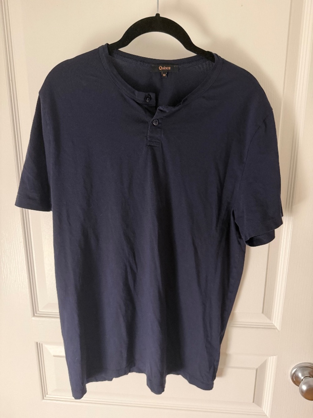 Quince Men’s Pima Cotton Short Sleeve Henley Shirt Navy Size Medium
